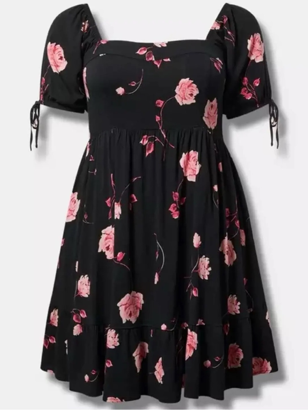 Torrid Mini Rayon Slub Puff Sleeve Tie Detail Dress - Size 4X
